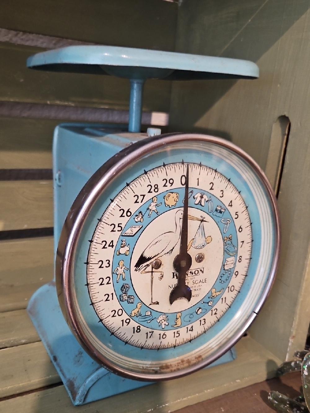 Blue Vintage Stork Scale